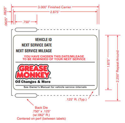 2.875" x 1.875" Grease Monkey Labels