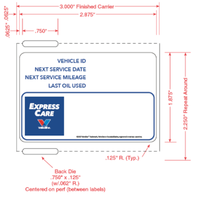 2.875" x 1.875" Valvoline Express Care Labels